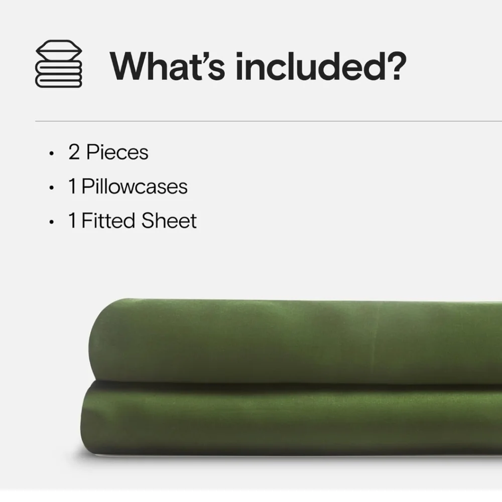DOZ by SIJO Bamboo Fitted Sheet + Pillowcase Twin Forest Green NWT